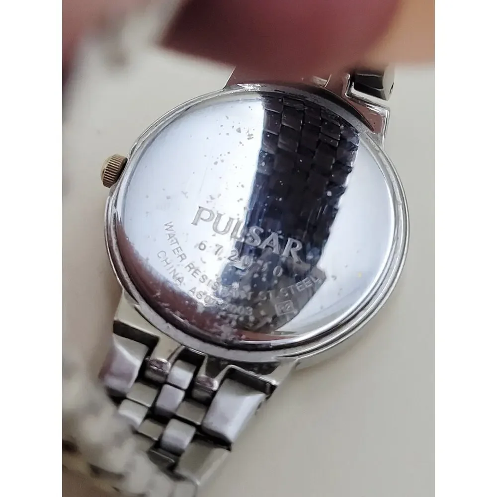 Pulsar Solar Womens Wristwatch Two Tone Silver Gold Stainless Steel AS01 672090